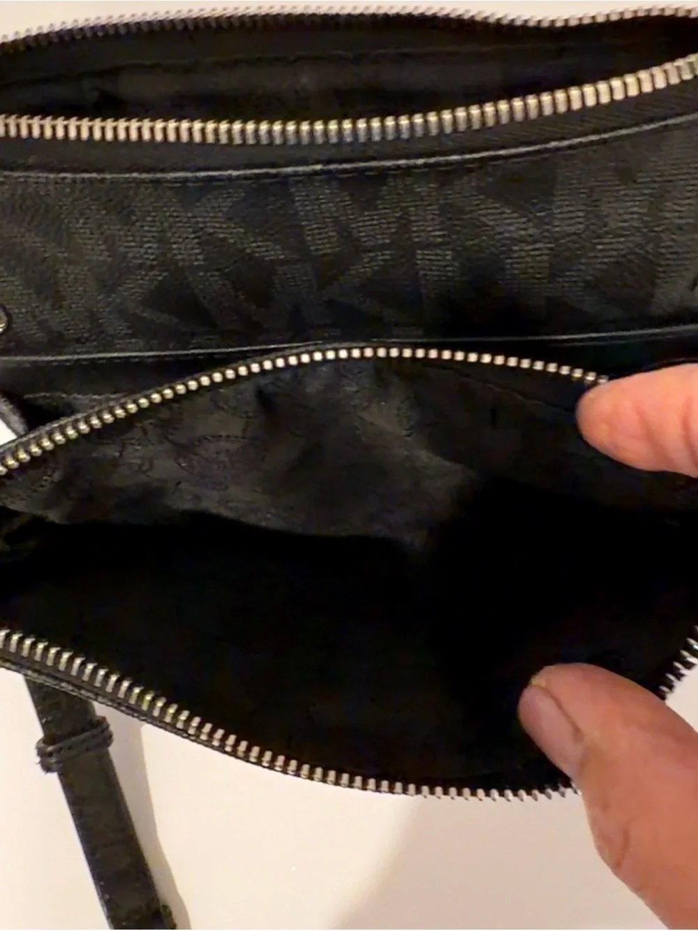 Michael Kors Fulton Black Monogram Crossbody Silver Hardware